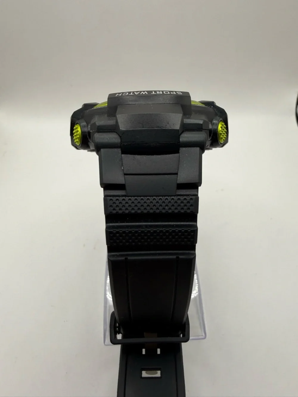 George Men's Digital Sport Wristwatch Plastic Strap Black Yellow Bezel Beautiful